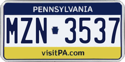 PA license plate MZN3537