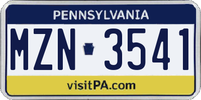 PA license plate MZN3541