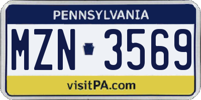 PA license plate MZN3569