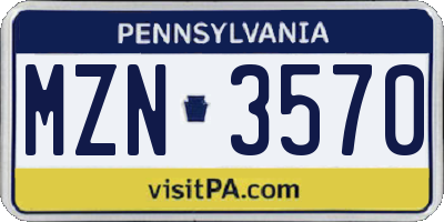 PA license plate MZN3570