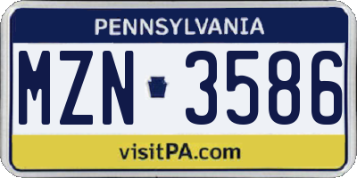 PA license plate MZN3586