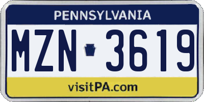 PA license plate MZN3619