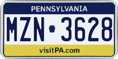 PA license plate MZN3628