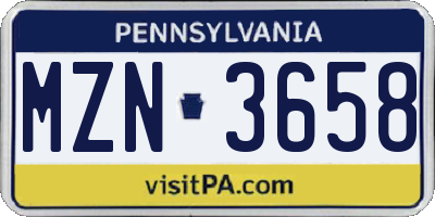 PA license plate MZN3658