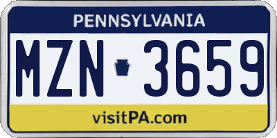 PA license plate MZN3659
