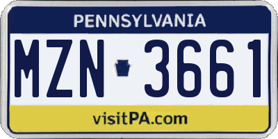 PA license plate MZN3661