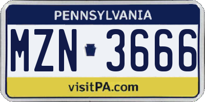 PA license plate MZN3666