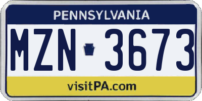 PA license plate MZN3673
