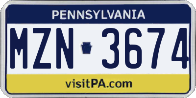 PA license plate MZN3674