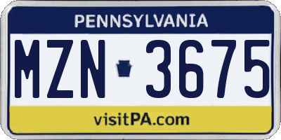 PA license plate MZN3675
