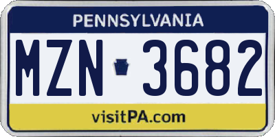PA license plate MZN3682