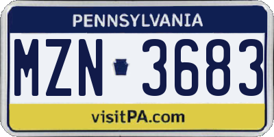 PA license plate MZN3683