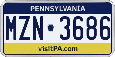 PA license plate MZN3686