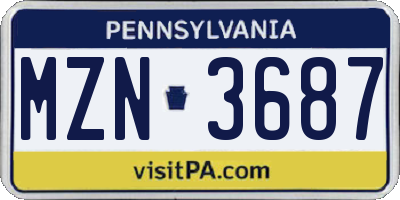 PA license plate MZN3687