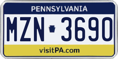 PA license plate MZN3690
