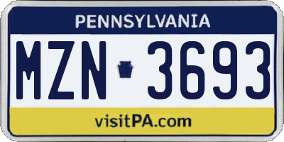 PA license plate MZN3693