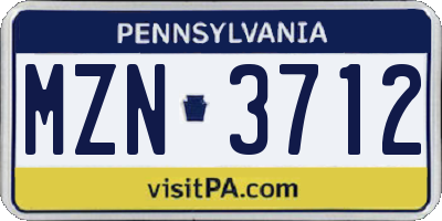 PA license plate MZN3712