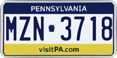 PA license plate MZN3718