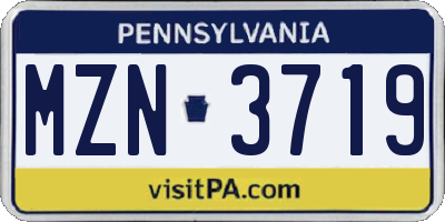 PA license plate MZN3719