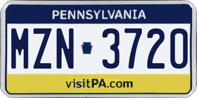 PA license plate MZN3720