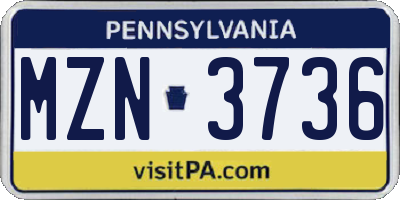 PA license plate MZN3736