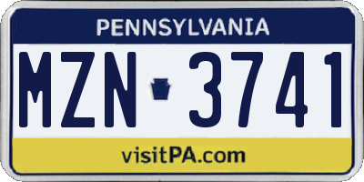 PA license plate MZN3741