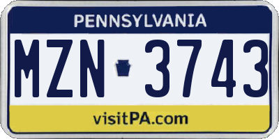 PA license plate MZN3743