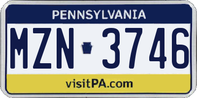 PA license plate MZN3746