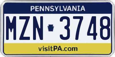 PA license plate MZN3748
