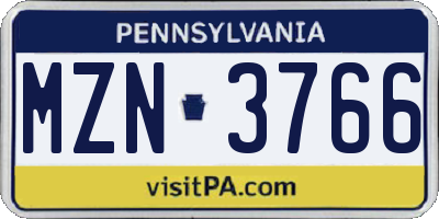 PA license plate MZN3766