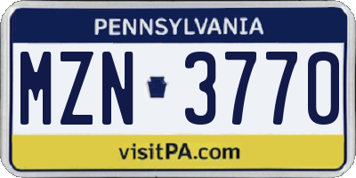 PA license plate MZN3770