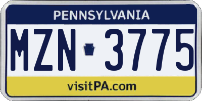 PA license plate MZN3775