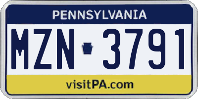 PA license plate MZN3791