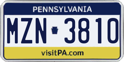PA license plate MZN3810