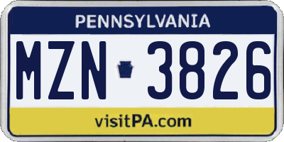 PA license plate MZN3826