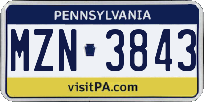 PA license plate MZN3843