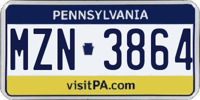 PA license plate MZN3864