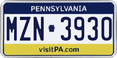 PA license plate MZN3930