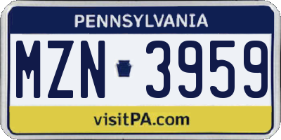 PA license plate MZN3959