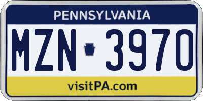 PA license plate MZN3970