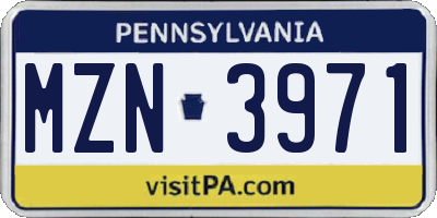 PA license plate MZN3971