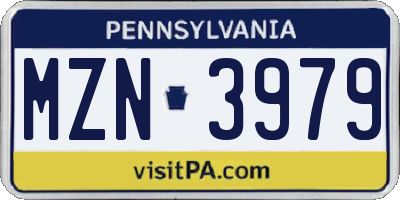 PA license plate MZN3979