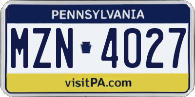 PA license plate MZN4027