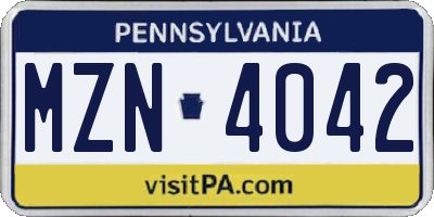PA license plate MZN4042