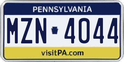 PA license plate MZN4044
