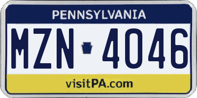 PA license plate MZN4046