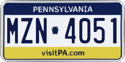 PA license plate MZN4051