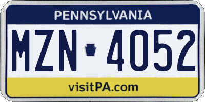 PA license plate MZN4052