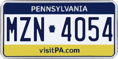 PA license plate MZN4054
