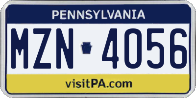 PA license plate MZN4056